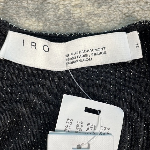 IRO Noize Ruffled Wrap Effect Metallic Silver Black Rib Knit Mini Party Dress 34 - Picture 9 of 14